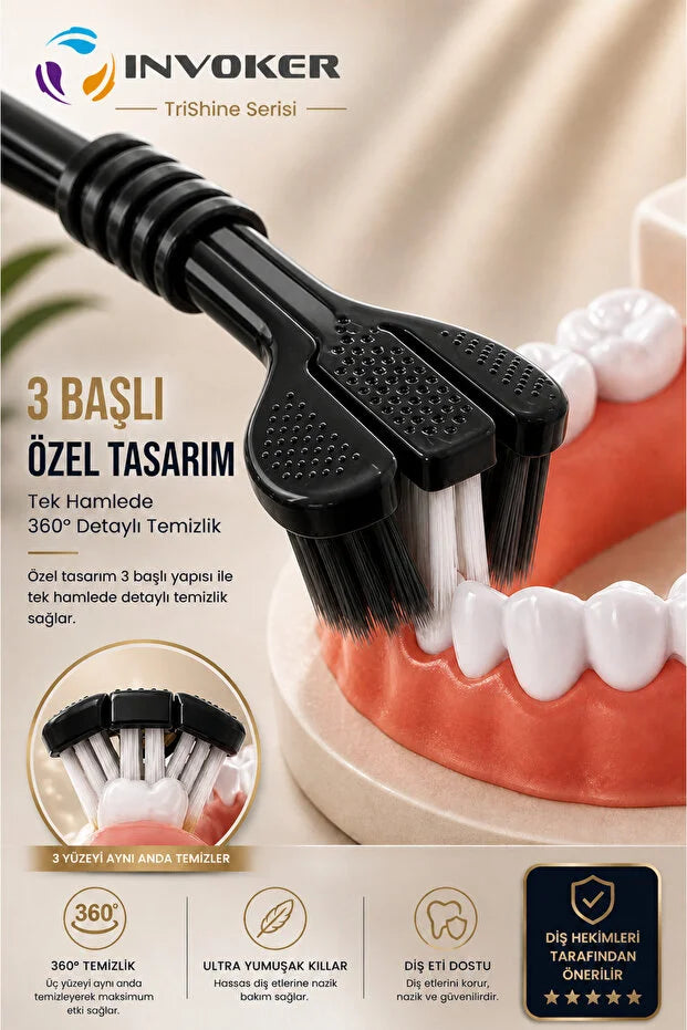 3 Başlı Ultra Yumuşak Yeni Nesil Diş Fırçası